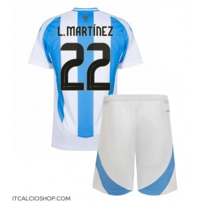 Argentina Lautaro Martinez #22 Prima Maglia Bambino Copa America 2024 Manica Corta (+ Pantaloni corti)